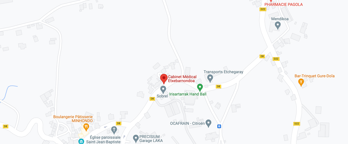 carte itinéraire pour aller à cabinet médical etxebarnondoa, Irissarry